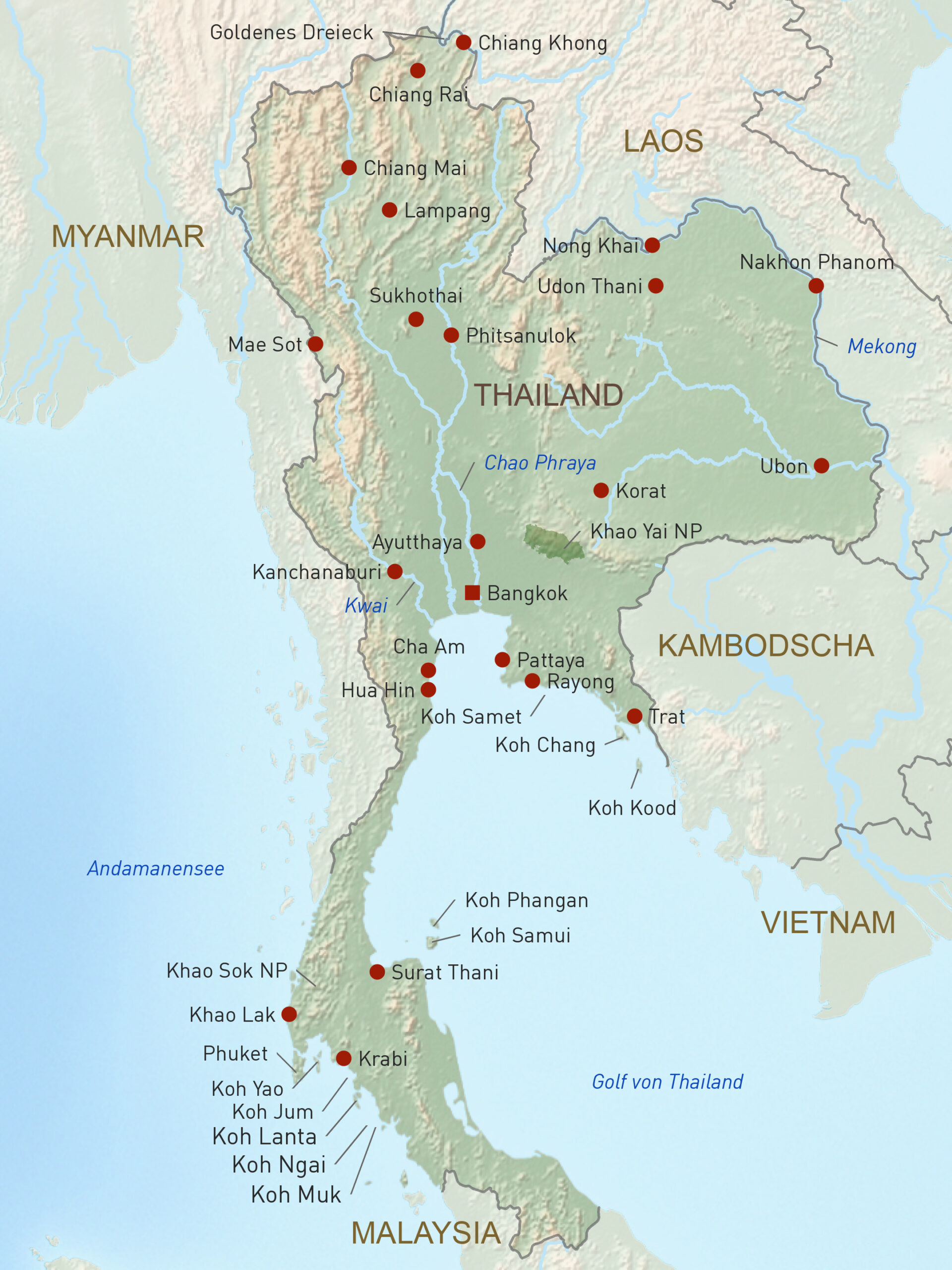 Thailand Länderkarte