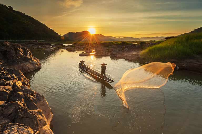 Fischfang in Laos