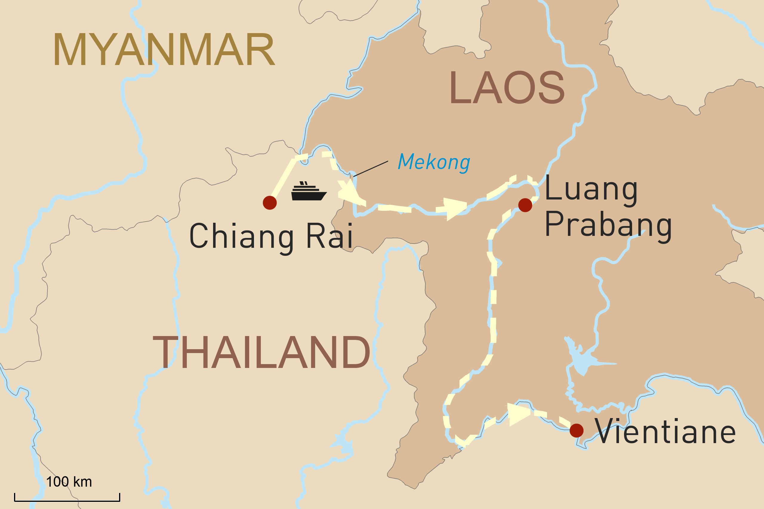 Route - Zauberhaftes Laos - Goldenes Dreieck-Vientiane