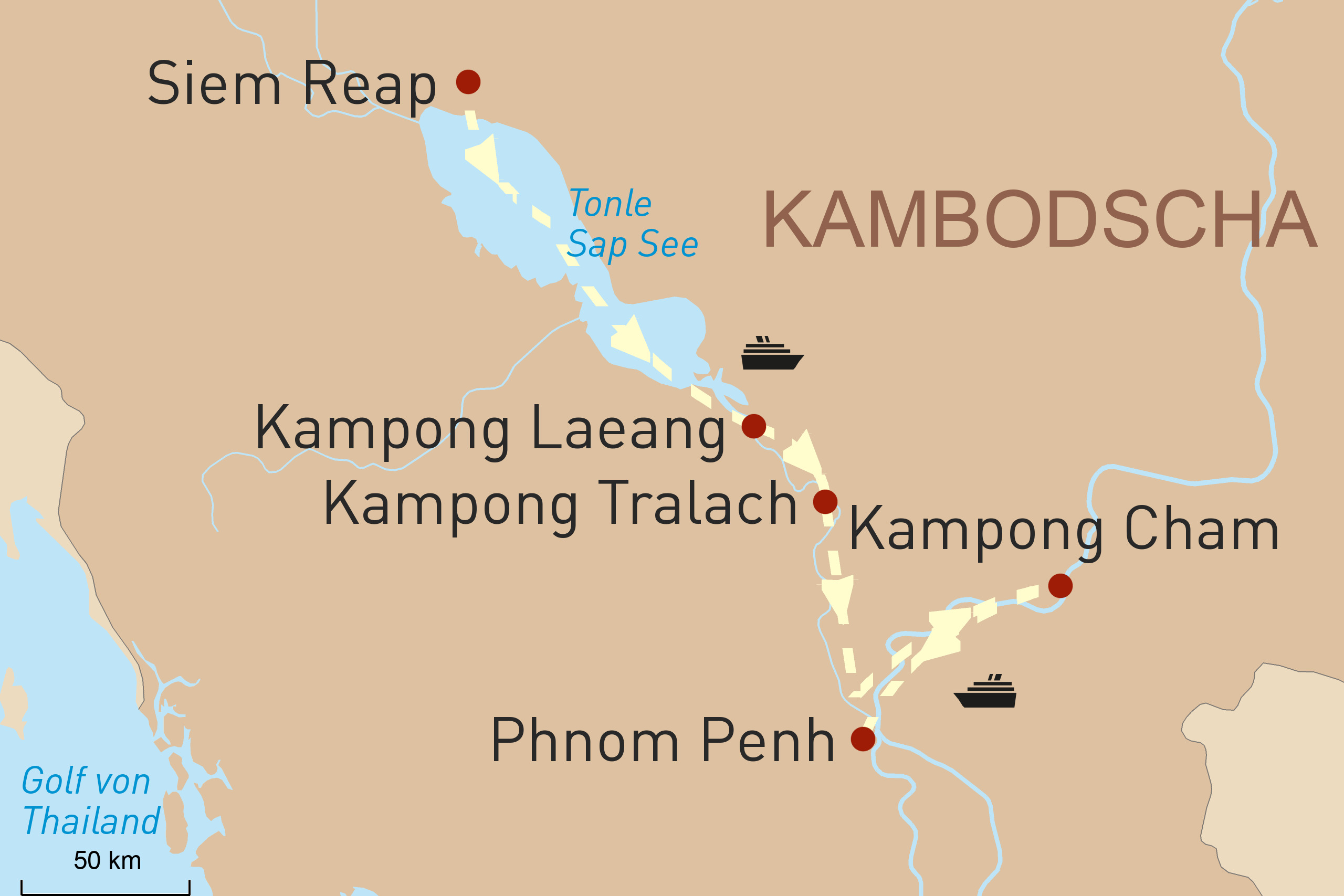 Route - Kambodschas Wasserwelten - Siem Reap - Phnom Penh