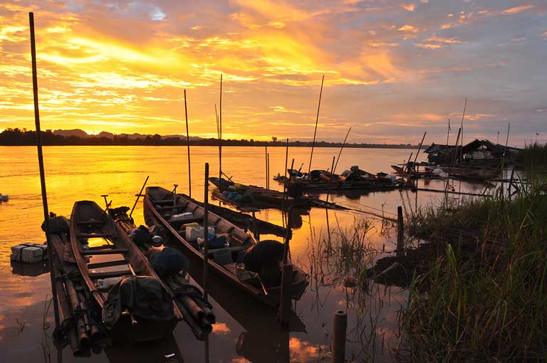 Sonnenuntergang am Mekong