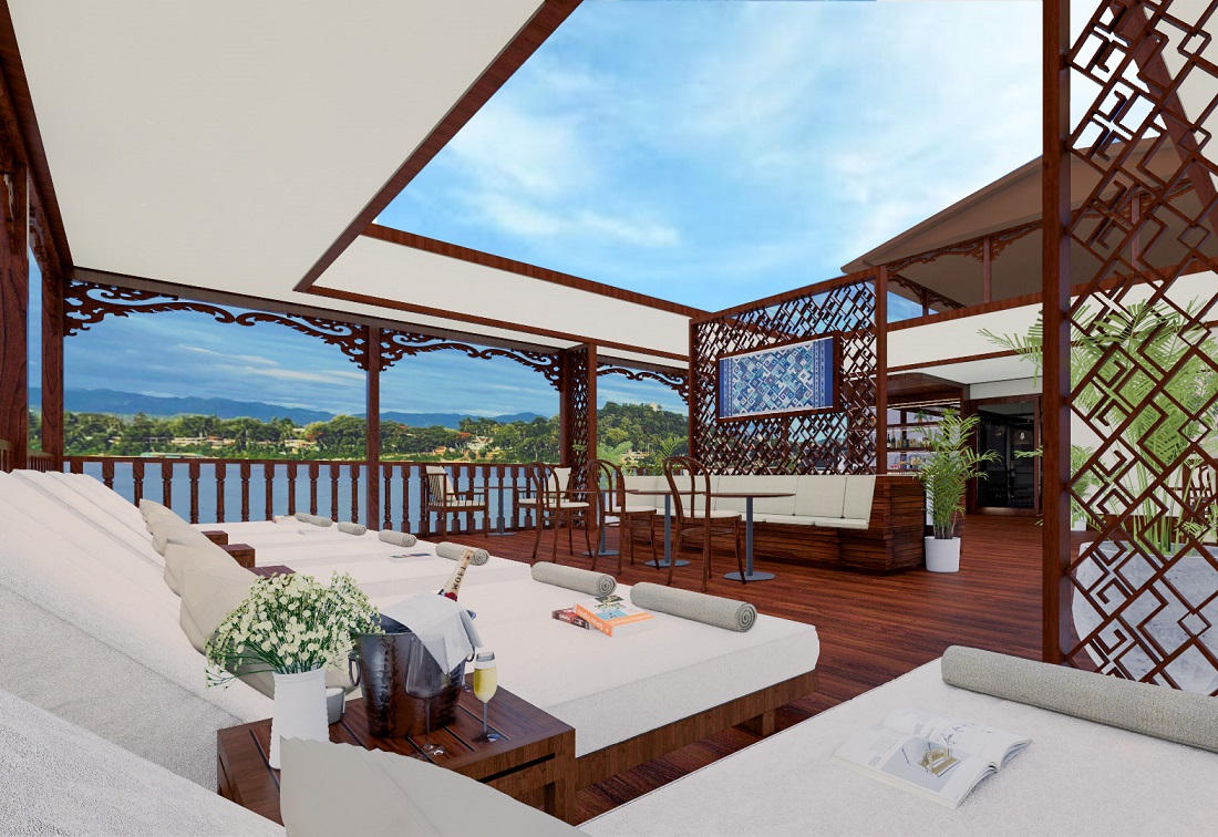Sonnendeck der Mekong Star, Mekong River Cruises