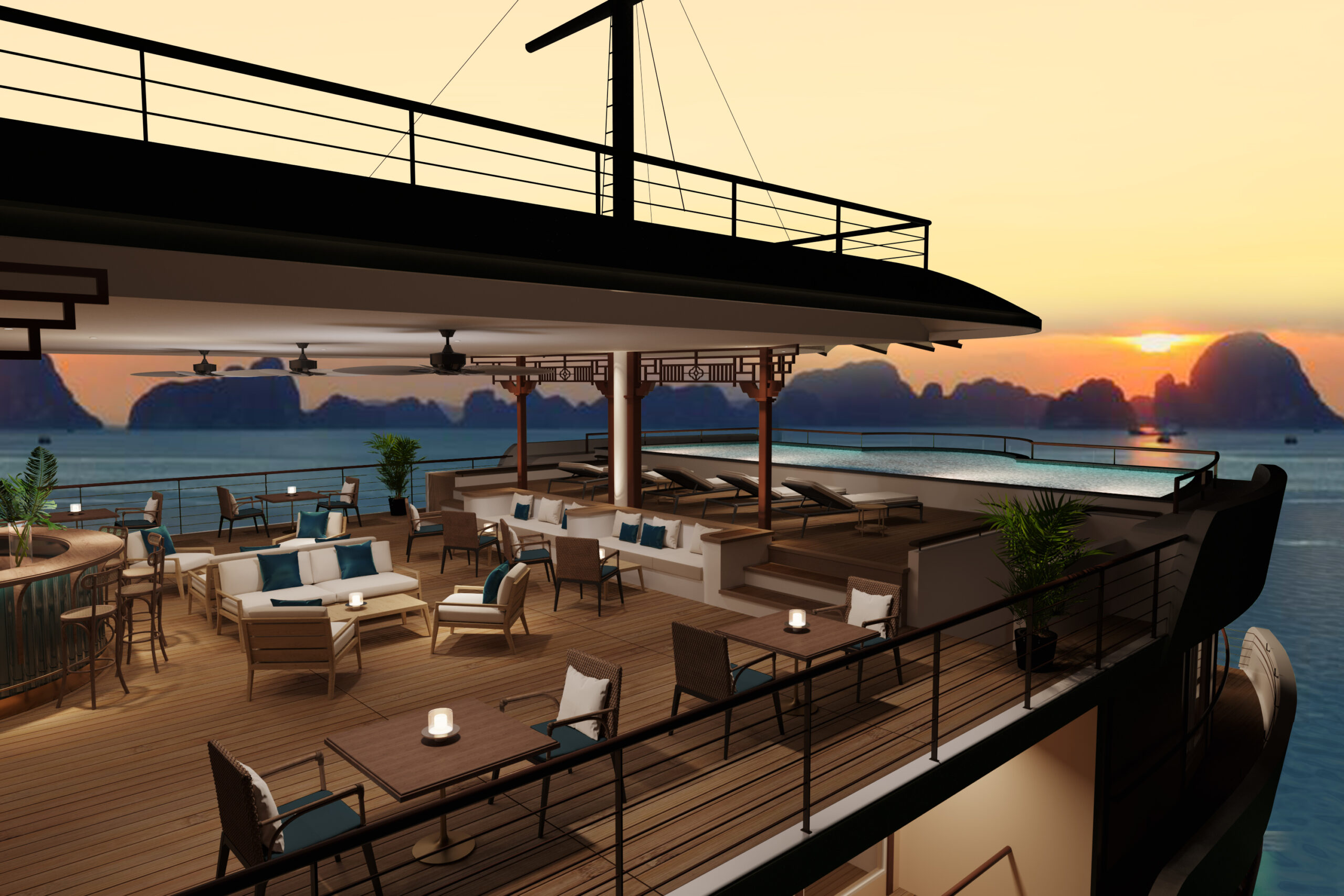 Schwimmbad und Open Bar auf der Bhaya Soul